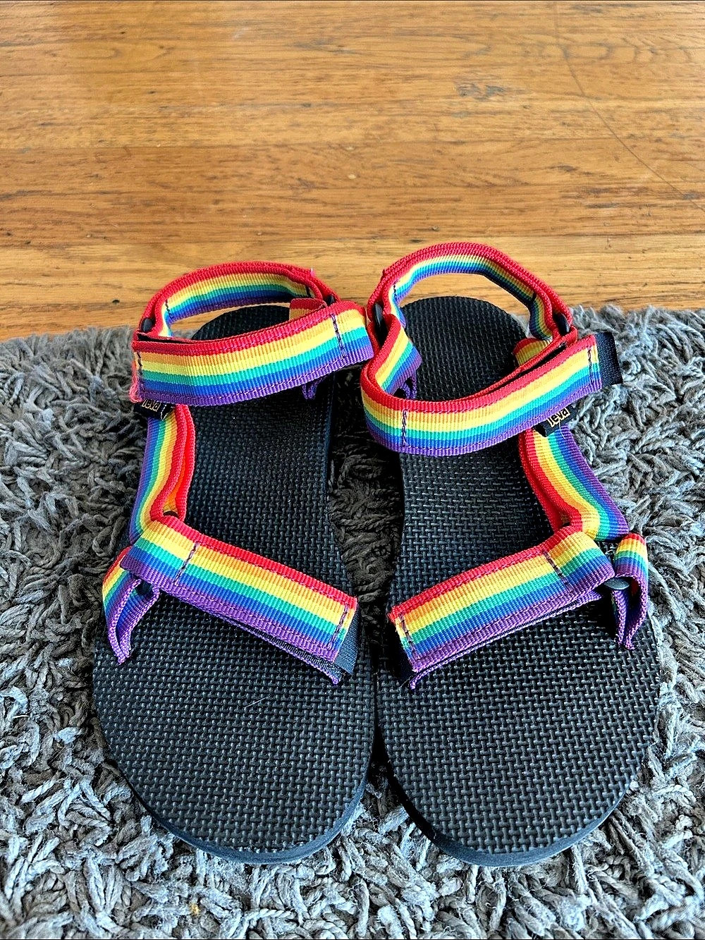 Teva Original Universal Pride Sandals Pride Rainbow Striped Sandals US 5
